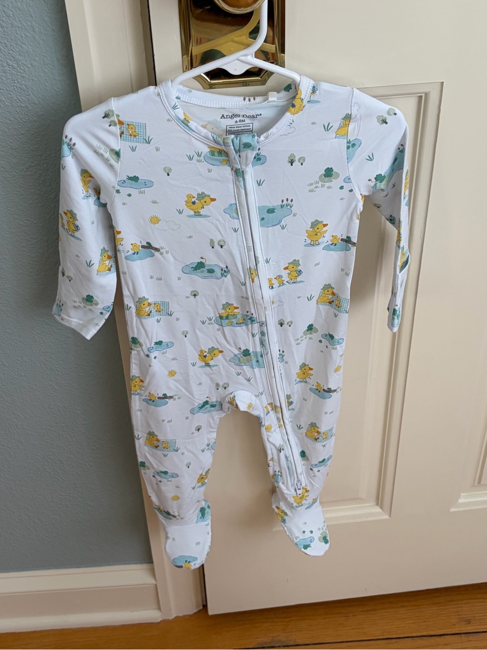NWT Angel Dear Bamboo Duck Pond Print Zippy One-Piece Footie Pajama 6-9M